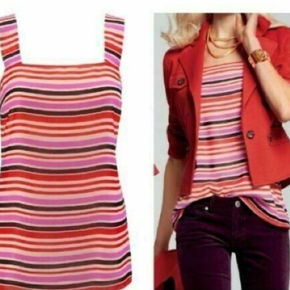 CAbi pink stripped sleeveless top